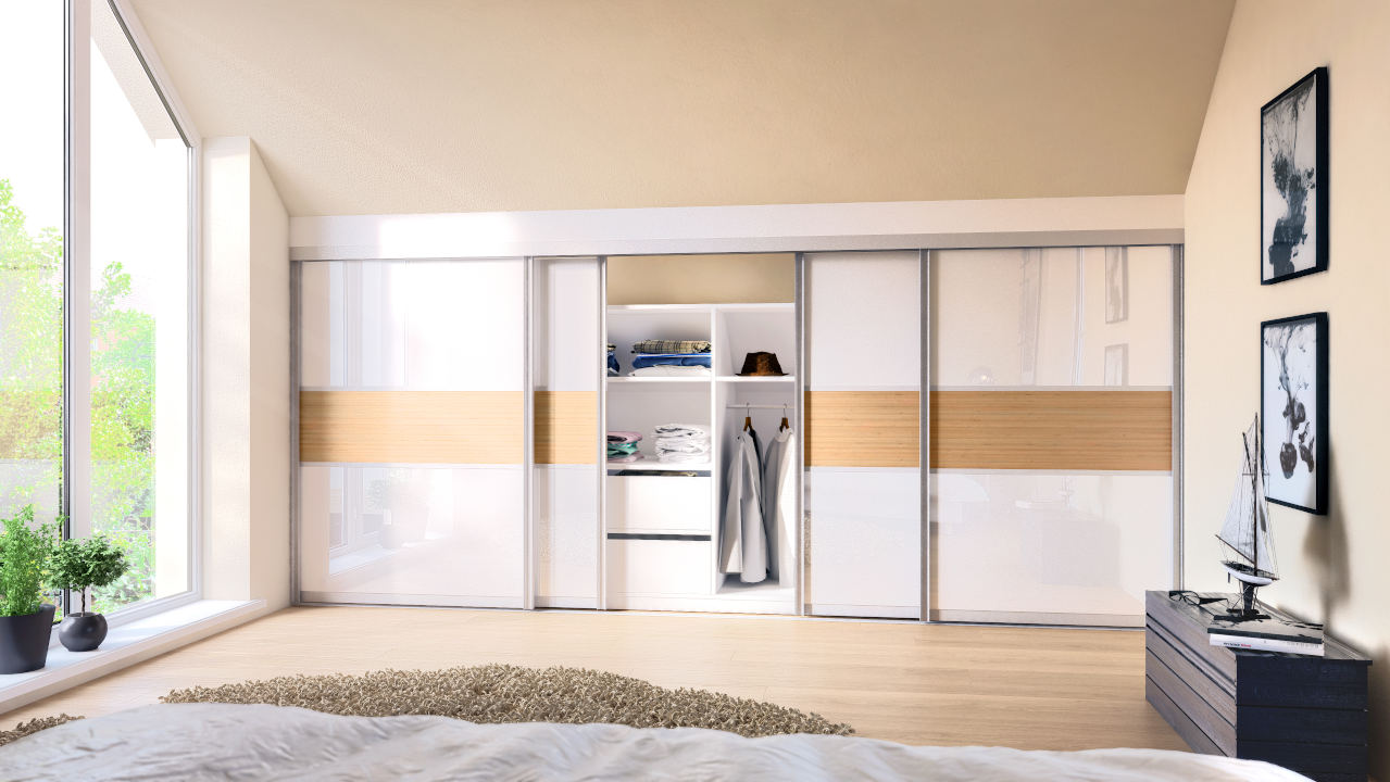 Sliding door wardrobe in a sloped ceiling