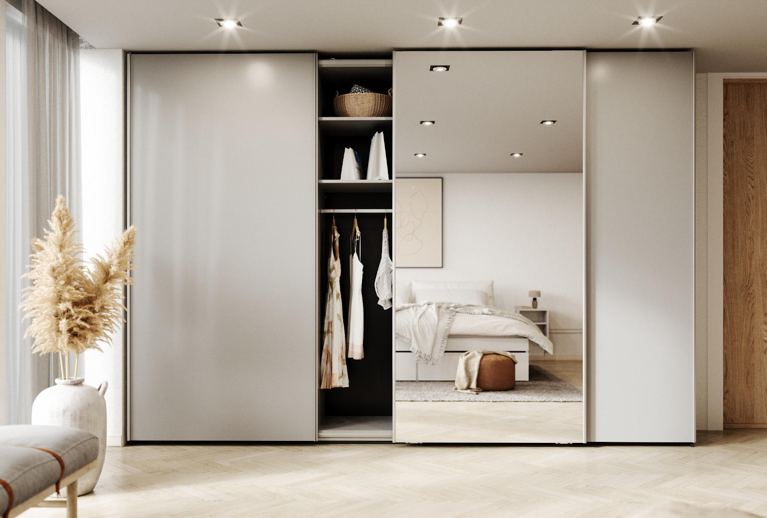 Wardrobe with different finishes