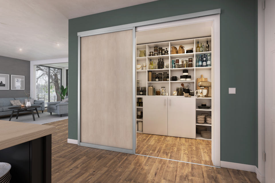 Pantry with Custom Sliding Door