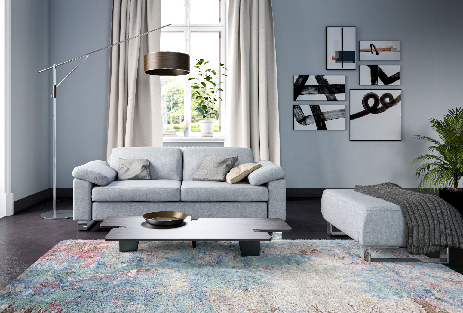 Two-seater sofa in grey