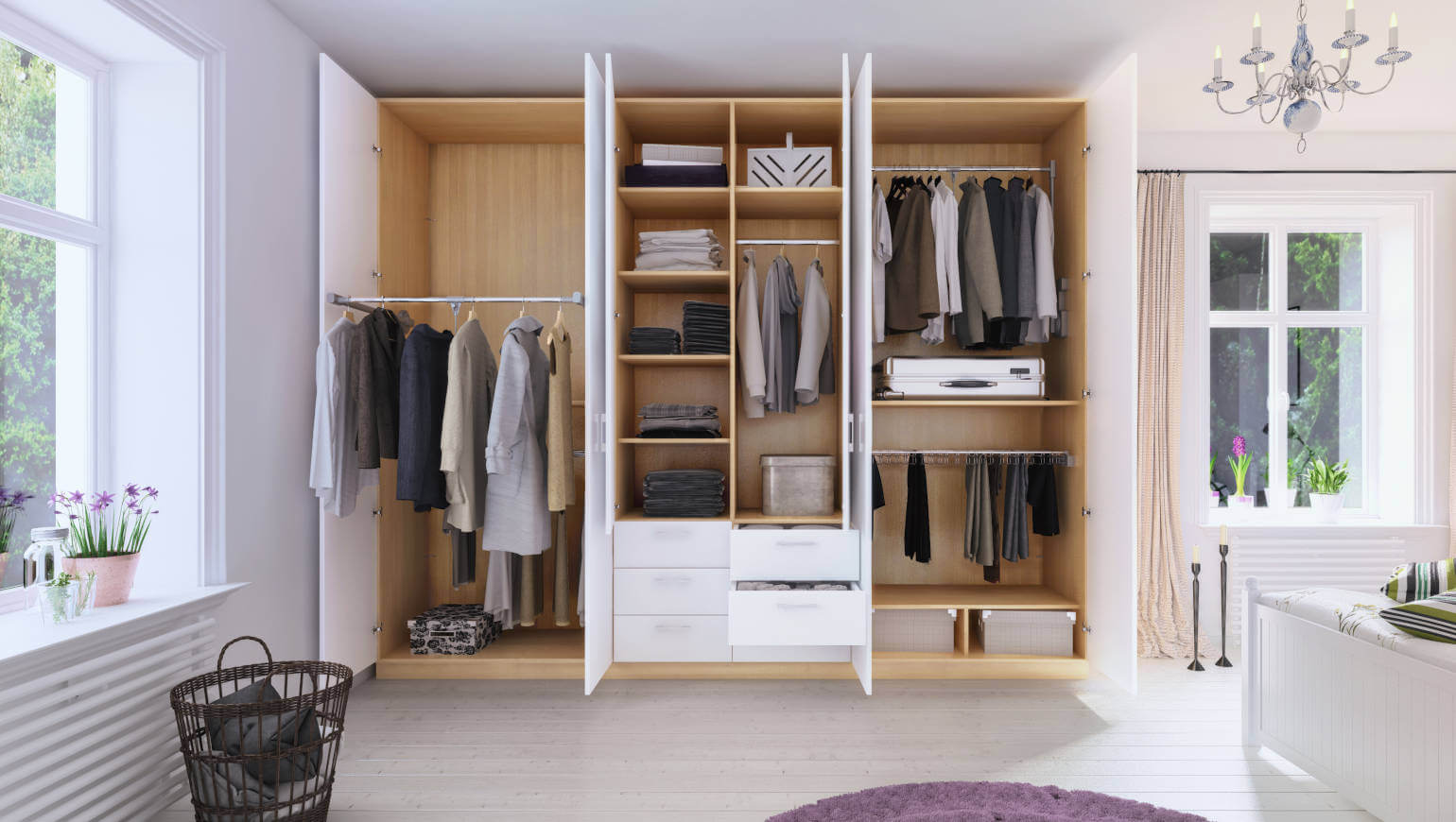 Wardrobe with extensive features